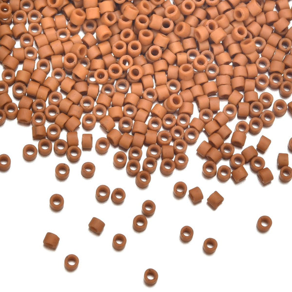 7.5g Miyuki Delica 11/0 Seed Beads, Opaque Matte Glazed Persimmon DB2287