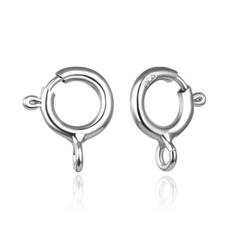 10pcs 925 Sterling Silver Springring Clasps, Open Ring, Tarnish Resistant Rhodium Plated, Size Selections: 5mm/7mm