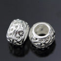 5pcs 925 Sterling Silver Large Hole Double-S Pattern Round Beads, 8mm, Hole ID 5mm, SS60