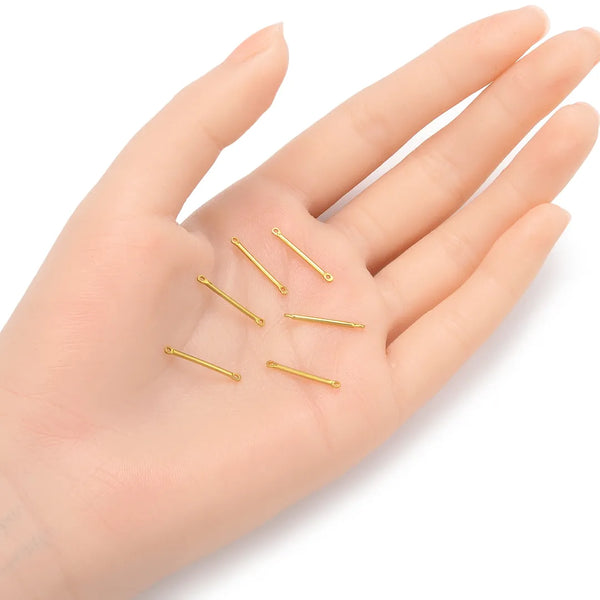 100pcs Raw Brass Bar Link, 2-Hole Thin Connector, Unplated/Uncoated, Size Selections: 10mm/15mm/20mm