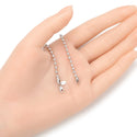 1pc 925 Sterling Silver Beaded Chain Bracelet, 3mm Beads, Tarnish Resistant White Gold Plated, Length Selections: 7 inch/7.5 inch/8 inch