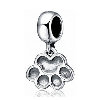 Cute Solid 925 Sterling Silver Dog Paw Charm Dangle Bead, Compatible with Pandora All Other...