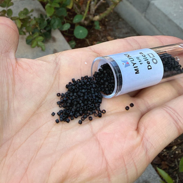 7.5g Miyuki Delica 11/0 Seed Beads, Transparent Matte Black DB310