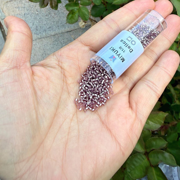 7.5g Miyuki Delica 11/0 Seed Beads, Silver-Lined Smoky Amethyst DB146