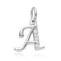 1pc 925 Sterling Silver Letter A Charm, Tarnish Resistant Rhodium Plated, Cubic Zirconia CZ Name Initial Pendant Drop,SSP-C1