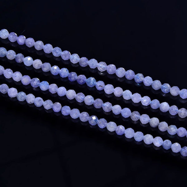 Natural Purple Tanzanite Gemstone Tiny Small Faceted Round Beads, 3mm, Hole ID 0.6mm, 15 Inch/1 Strand, GK3-26