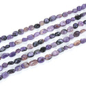 Natural Purple Charoite Gemstone Oval Tumbled Pebble Beads, Irregular, 6mm to 8mm, Hole ID 1mm, 15 Inch/1 Strand, GZ11-81