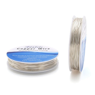 82 Feet Premium Tarnish Resistant Round Jewelry Copper Wire, 0.7mm/21 Gauge, Sterling Silver Plated Copper, BF285-7