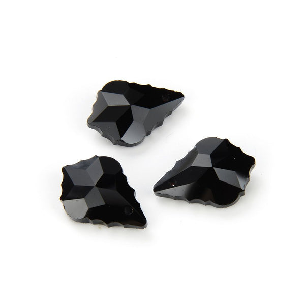 20pcs Creative Club Faceted Crystal Glass Baroque Chandelier Pendant Drops, Jet Black, 22x13mm Large, Hole ID 1mm, CCF-23