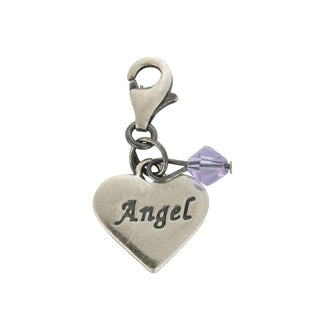 Clip On Solid Sterling Silver Love Heart Angel June Birthstone Charm