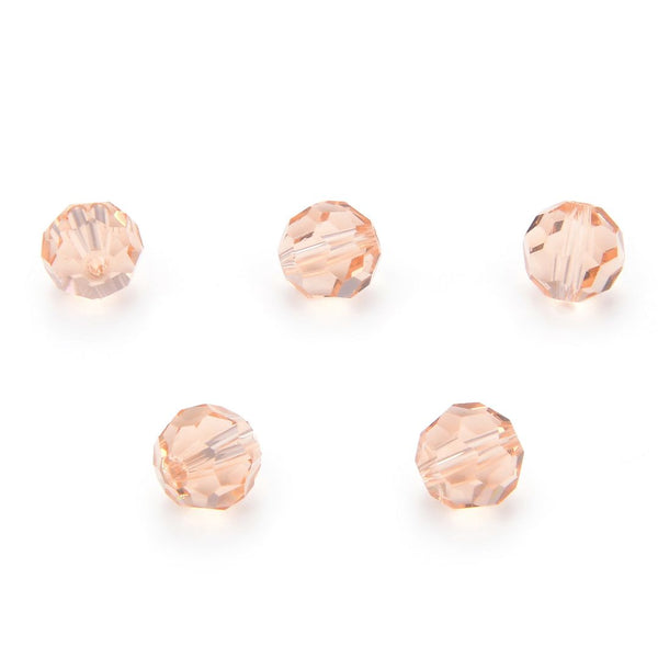 50pcs Adabele Austrian Faceted Round Crystal Beads #5000, Light Peach Pink, Size Selections: 4mm/6mm/8mm/10mm