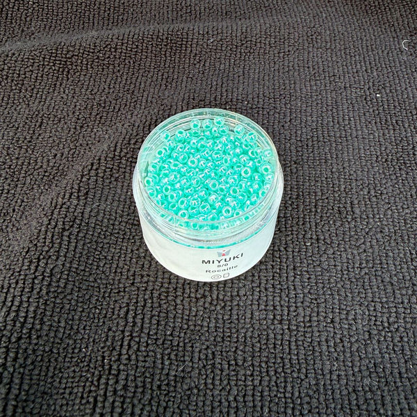 25g Miyuki Rocaille 8/0 Round Seed Beads Opaque Aqua Green Alabaster RR-536
