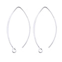 10pcs Sterling Silver Flat Marquise Earring Hooks, V Shape Ear Wire, 40mm Long, 0.7mm/21 Gauge, SS16-1
