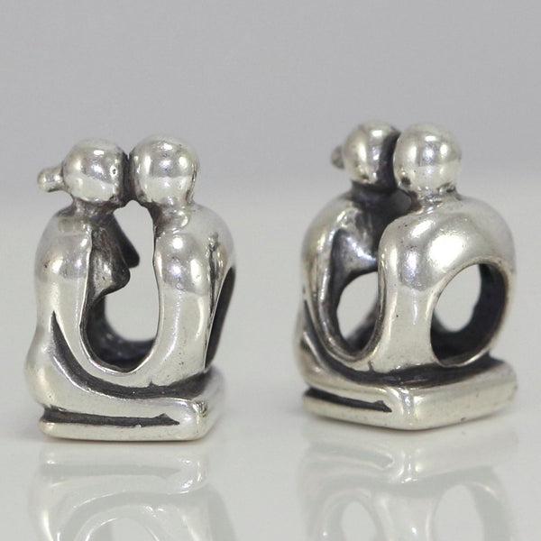 1pc Solid 925 Sterling Silver Love Couple Charm Husband Wife Oneness Bead Charm, Compatible with Pandora All Charm Bracelet, EC368