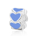 Real 925 Sterling Silver Blue Enamel Love Heart Bead Charm
