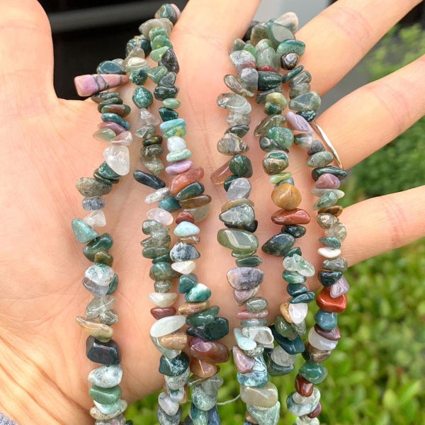 Natural Indian Agate Gemstone Chip Beads, Free Form, 5mm-8mm, Hole ID 1mm, 1 Strand/31 Inch, GZ1-23