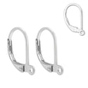 10pcs 925 Sterling Silver Leverback Earring Hooks, Tarnish Resistant Rhodium Plated, Open Ring, 17mm, SS8-3