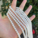 14 Inch Natural AAAA+ Grade High Luster Round Pearl Beads, White Cultured Freshwater Pearls, 6-7mm, Hole ID 0.7mm, FPX-67