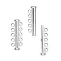 1pc Sterling Silver 5 Strands Multi-Strand Slide Lock Tube Clasp Set, Tarnish Resistant Rhodium Plated, 30mm Long, SS92-5