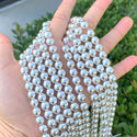 Natural Hematite Gemstone Round Beads, Silver Plated, 15 Inch/1 Strand, Size Selections: 6mm/8mm/10mm