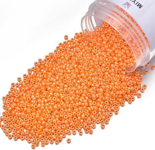 25g Miyuki Rocaille 15/0 Round Seed Beads Opaque Luster Mandarin RR-423