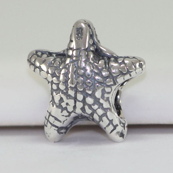 1pc Real Solid Sterling Silver Sea Star Charm Starfish Bead, Compatible with Pandora All Other Charm Bracelets, EC167