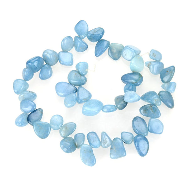 Natural Blue Aquamarine Gemstone Petal Keishi Beads, Irregular, 10mm-20mm, Hole ID 1mm, 1 Strand/15 Inch, GZ6-44
