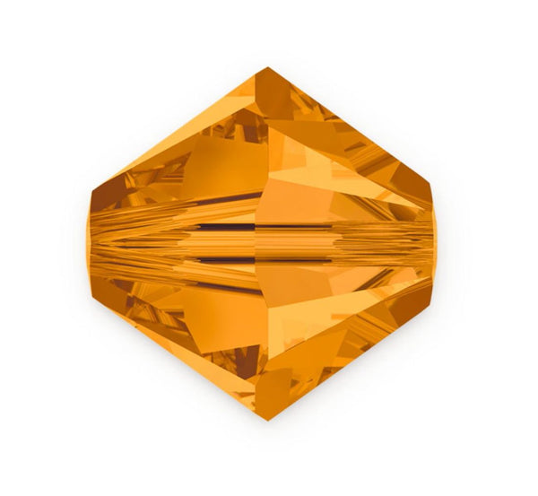 100pcs Preciosa Faceted Bicone Crystal Beads, Topaz (Yellow), Size Selections: 3mm/4mm/6mm