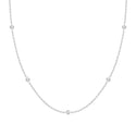 1pc 925 Sterling Silver BTY Station Cubic Zirconia Diamond Bezel Cable Chain Necklace, 4mm Bezel, Length Selections: 18 inch/20 inch/22 inch