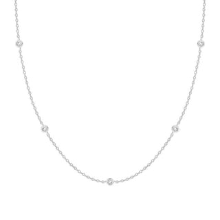 1pc 925 Sterling Silver BTY Station Cubic Zirconia Diamond Bezel Cable Chain Necklace, 4mm Bezel, Length Selections: 18 inch/20 inch/22 inch