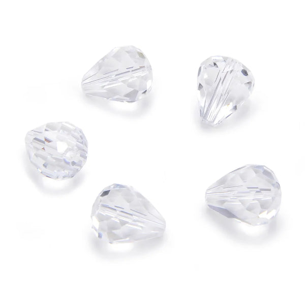 24pcs Adabele Austrian Faceted Teardrop Crystal Beads #5500, Crystal Clear, 12mm x 10mm, Hole ID 1.2mm, SST-1201