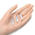 4pcs Lab Created White Opal Gemstone Pendants, 38mm Loose Bullet Point Stone Drops, G2P-E11