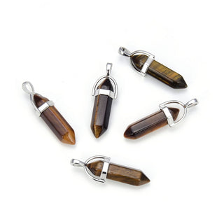 4pcs Natural Yellow Tiger Eye Gemstone Pendants, 42mm Loose Bullet Point Stone Drops, G2P-C1