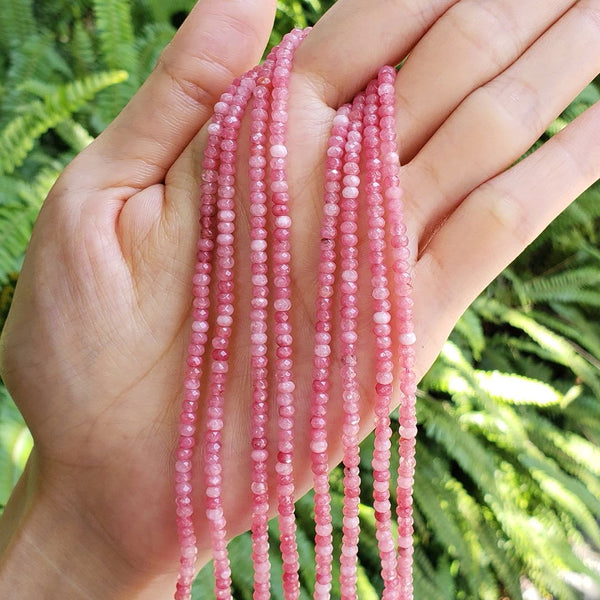 Natural Rhodochrosite Red Quartz Gemstone Faceted Rondelle Beads, 3x2mm/Small Tiny, Hole ID 0.8mm, 13 Inch/1 Strand, GH2R-2