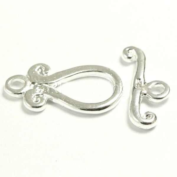 10 Sets Raindrop Toggle Clasp, T-Bar Closure, Sterling Silver Plated Brass, 20mm, CF23
