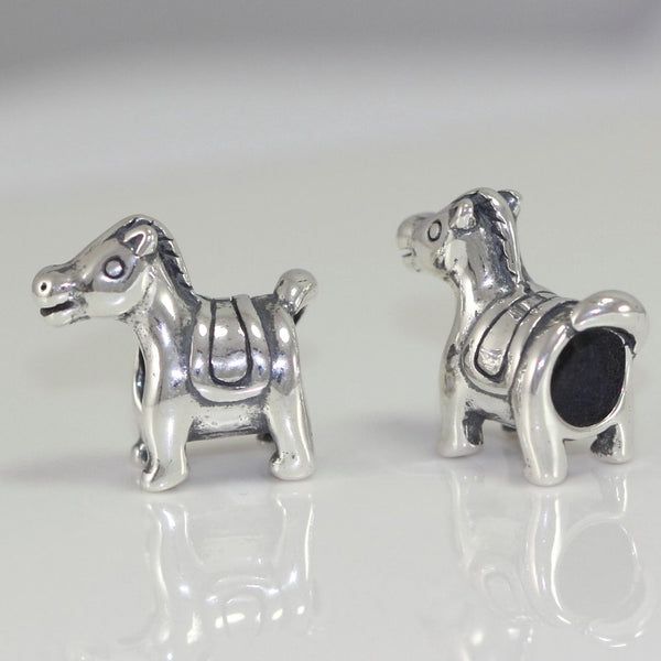 1pc Cute Real Solid Sterling Silver Horse Charm Bead, Compatible with Pandora All Other Charm Bracelets, EC478