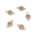 10pcs Grade A November Topaz Yellow Birthstone Links, Stainless Steel, Tarnish Resistant, 6mm, CCP34-11