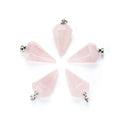 2pcs Natural Pink Rose Quartz Gemstone Pendant Drops, 25mm, G2P-M3