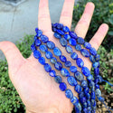 Natural Blue Lapis Lazuli Crystals Gemstone Oval Tumbled Pebble Beads, Irregular, 7mm to 12mm, Hole ID 1mm, 15 Inch/1 Strand, GZ12-40