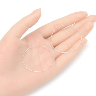 100pcs Round Hoop Circle Loop, Sterling Silver Plated Brass, 0.7mm/21 Gauge, Size Selections: 20mm/30mm/40mm