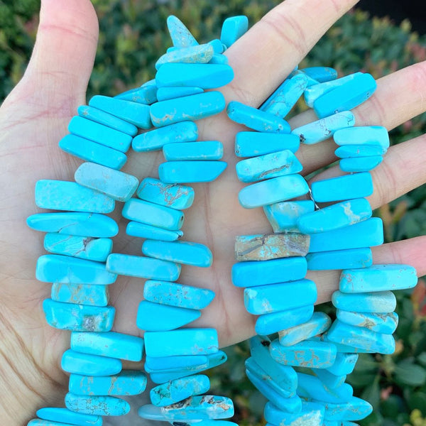 Natural Turquoise Blue Howlite Stick Point Beads, Irregular, 7mm-23mm Long, Hole ID 1mm , GZ5-2
