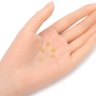 10pcs 925 Sterling Silver Screw Eye Pin Bails, Real 18K Yellow Gold Plated, Glue-on Pendant Connector, Cup Size Selections: 4/5/6/8mm