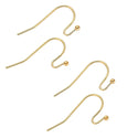 50pcs Tarnish Resistant Ball End Fish Earring Hooks, 18K Yellow Gold Plated Brass, 20mm, 0.8mm/20 Gauge, BF206-2