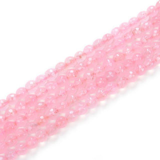 Natural Pink Rose Jade Gemstone Faceted Round Beads, 8mm, Hole ID 1mm, 14 Inch/1 Strand, GH-F23