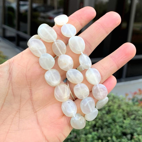1 Strand Stretch Natural White Moonstone Free Form Gemstone Bracelet, 7-10mm Beads, Length Selections: 7 inch/7.5 inch