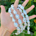 15 Inch AAA Grade High Luster Natural Baroque Pearl Beads, Irregular White Cultured Freshwater Flameball Teardrop Pearls, Large 17mm-28mm Flameball Pearls, Hole ID 1mm, PA3-28