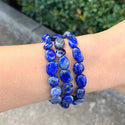 1 Strand Stretch Natural Blue Lapis Lazuli Free Form Gemstone Bracelet, 7-10mm Beads, Length Selections: 7 inch/7.5 inch