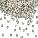 30g Miyuki Delica 11/0 Seed Beads, Opaque Galvanized Silver DB35