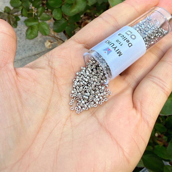 30g Miyuki Delica 11/0 Seed Beads, Opaque Galvanized Pewter DB436