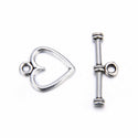 Adabele 20 Sets Heart Shape Toggle Clasp, T-Bar Jewelry Closure, 11.6mm (0.46 Inch), Antique Silver, MC-AF10